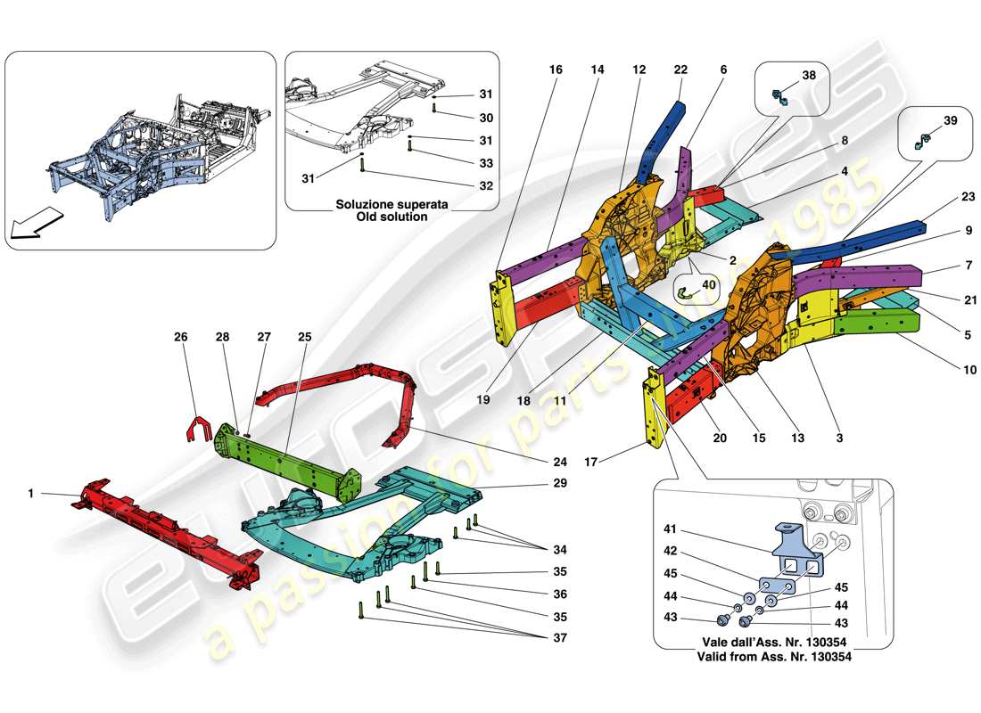 ferrari california t (europe) structures and elements, front of vehicle part diagram