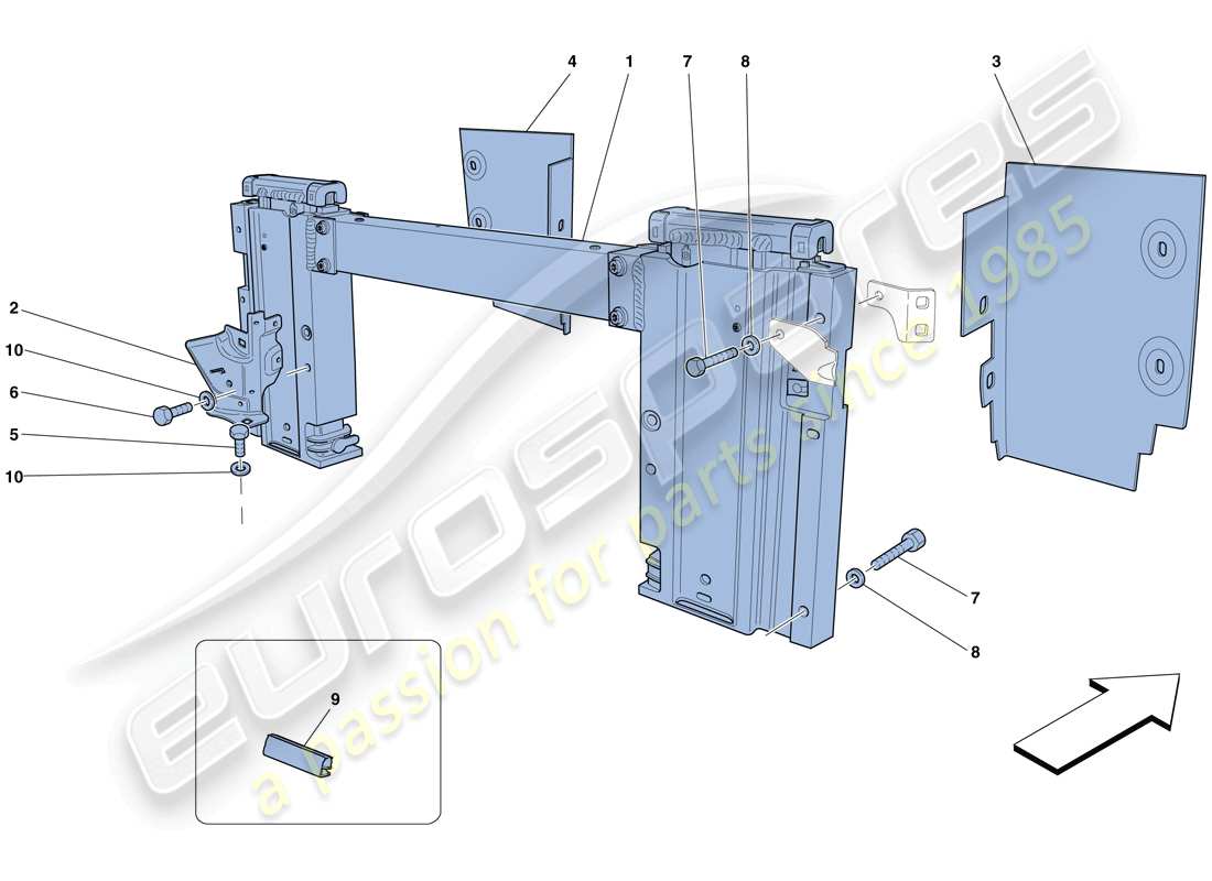 ferrari california t (europe) electric roof: rollbar and accessories part diagram