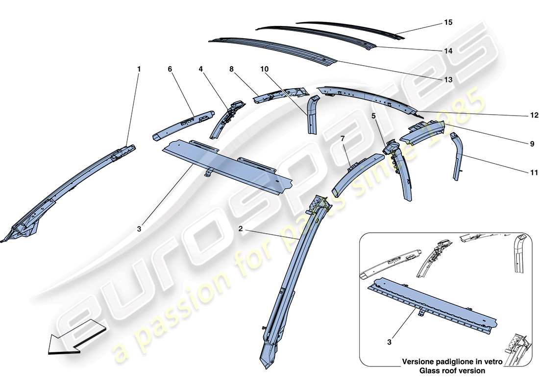 ferrari ff (rhd) greenhouse part diagram