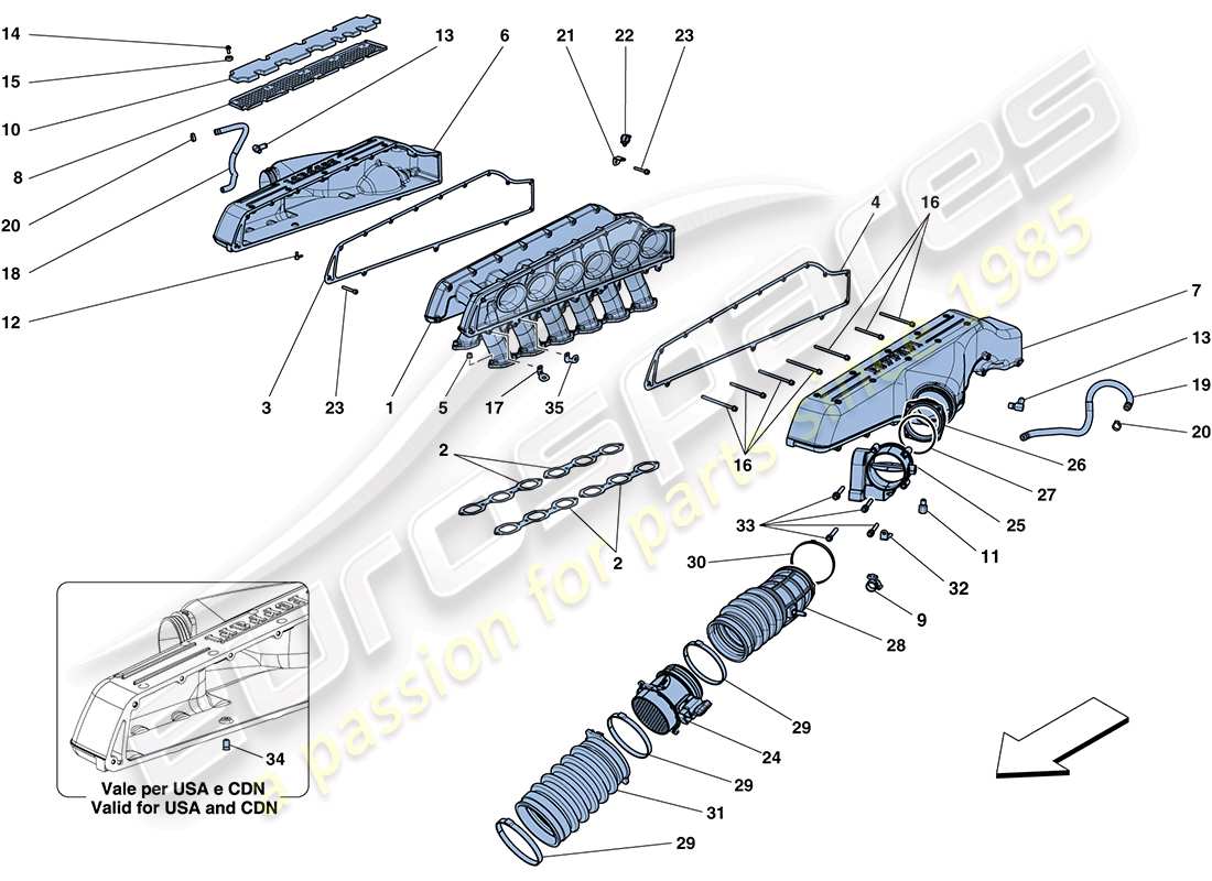 ferrari ff (europe) intake manifold part diagram