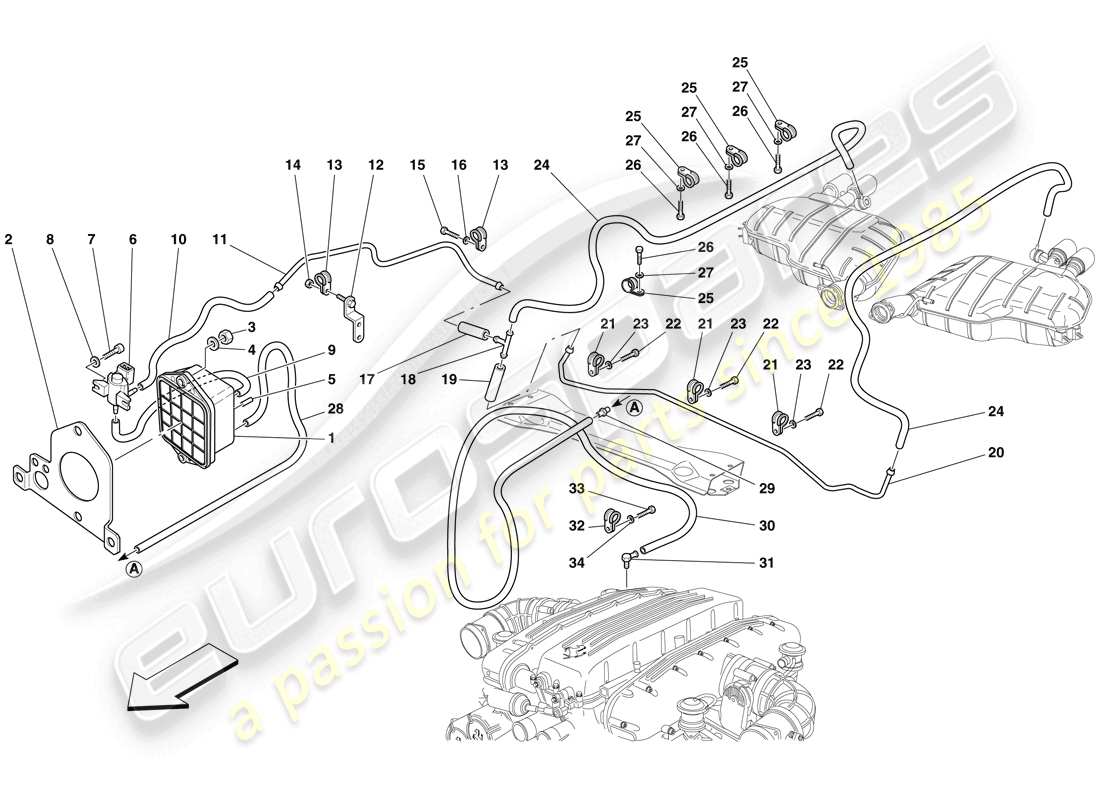 ferrari 612 sessanta (rhd) bypass valve control system part diagram