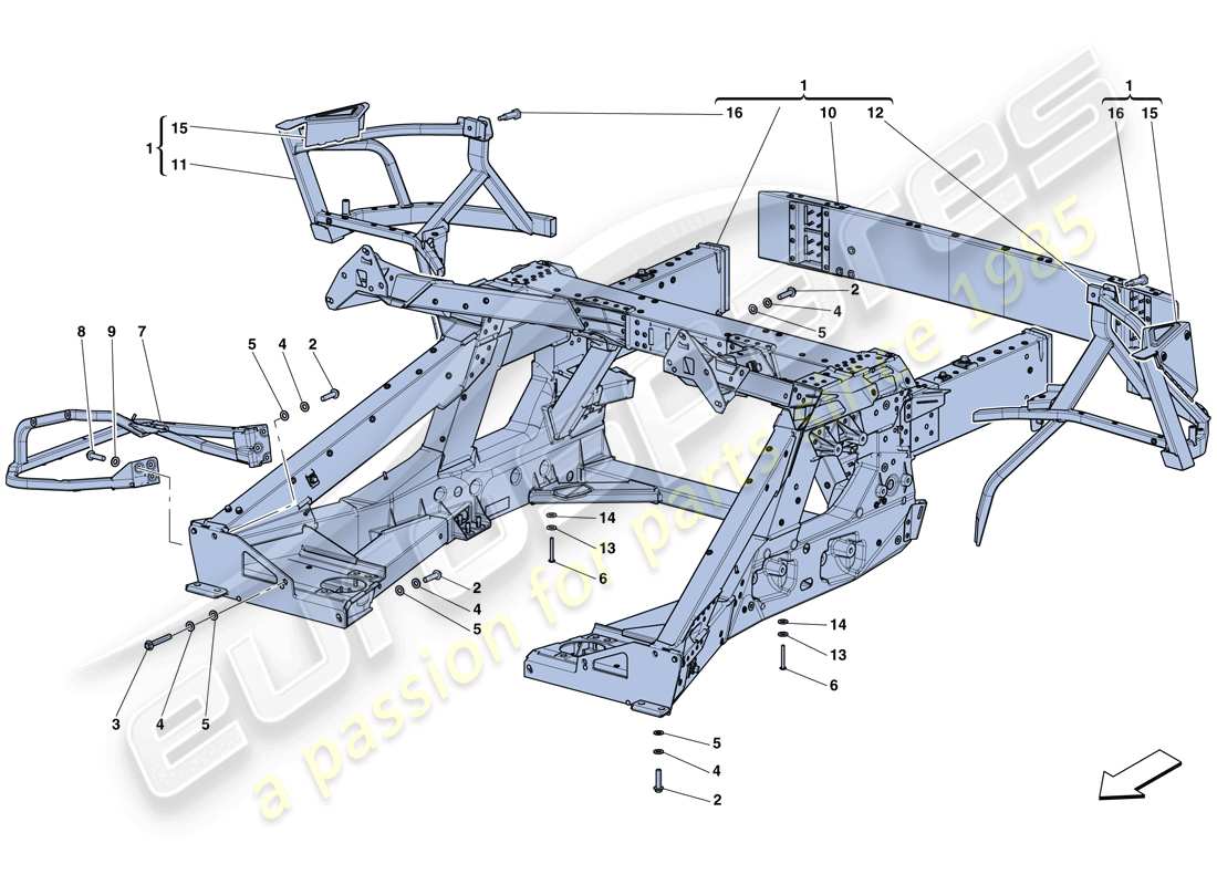 ferrari laferrari aperta (usa) rear subchassis part diagram