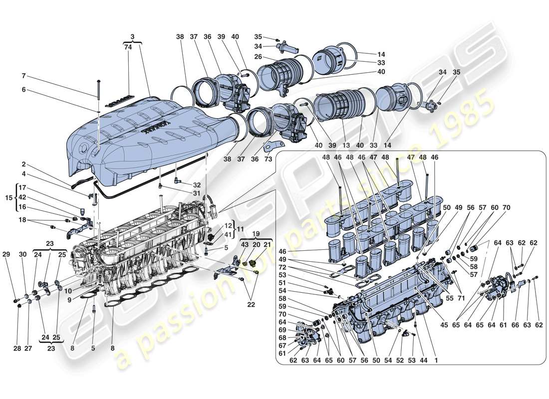 ferrari laferrari aperta (usa) intake manifold part diagram