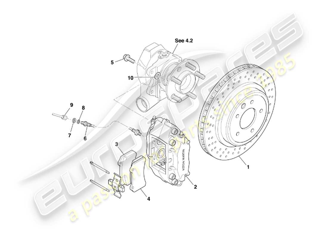 aston martin db7 vantage (2004) rear brakes part diagram