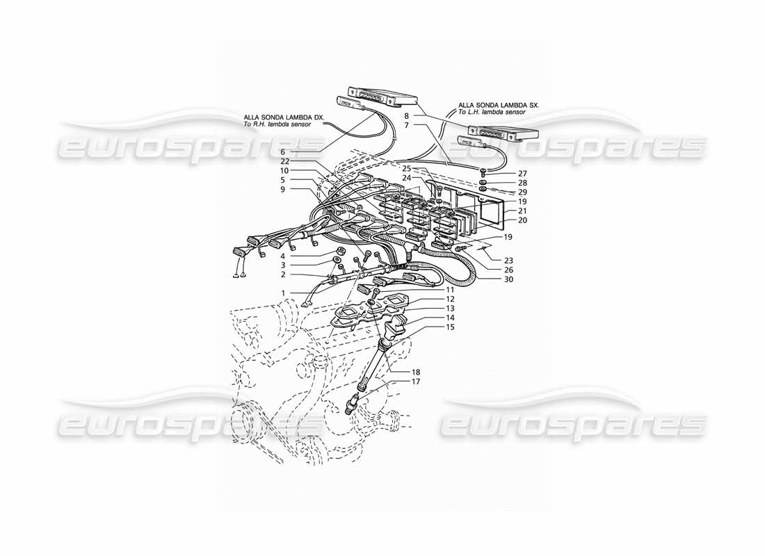 maserati qtp v6 (1996) ignition system (lhd) parts diagram