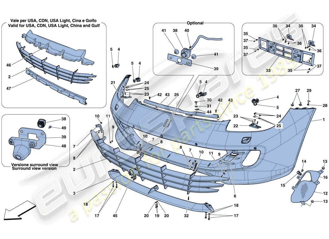 ferrari gtc4 lusso t (rhd) front bumper part diagram