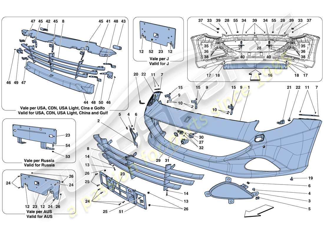 ferrari california t (europe) front bumper part diagram