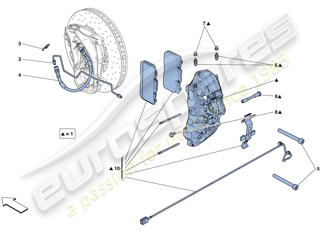 ferrari f12 berlinetta (rhd) front brake callipers part diagram