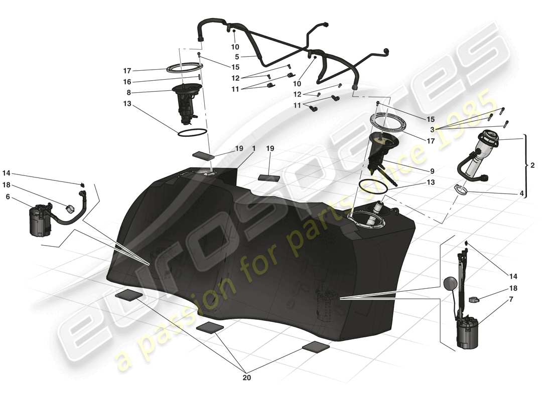 ferrari laferrari (europe) fuel tank - filler neck and pumps part diagram