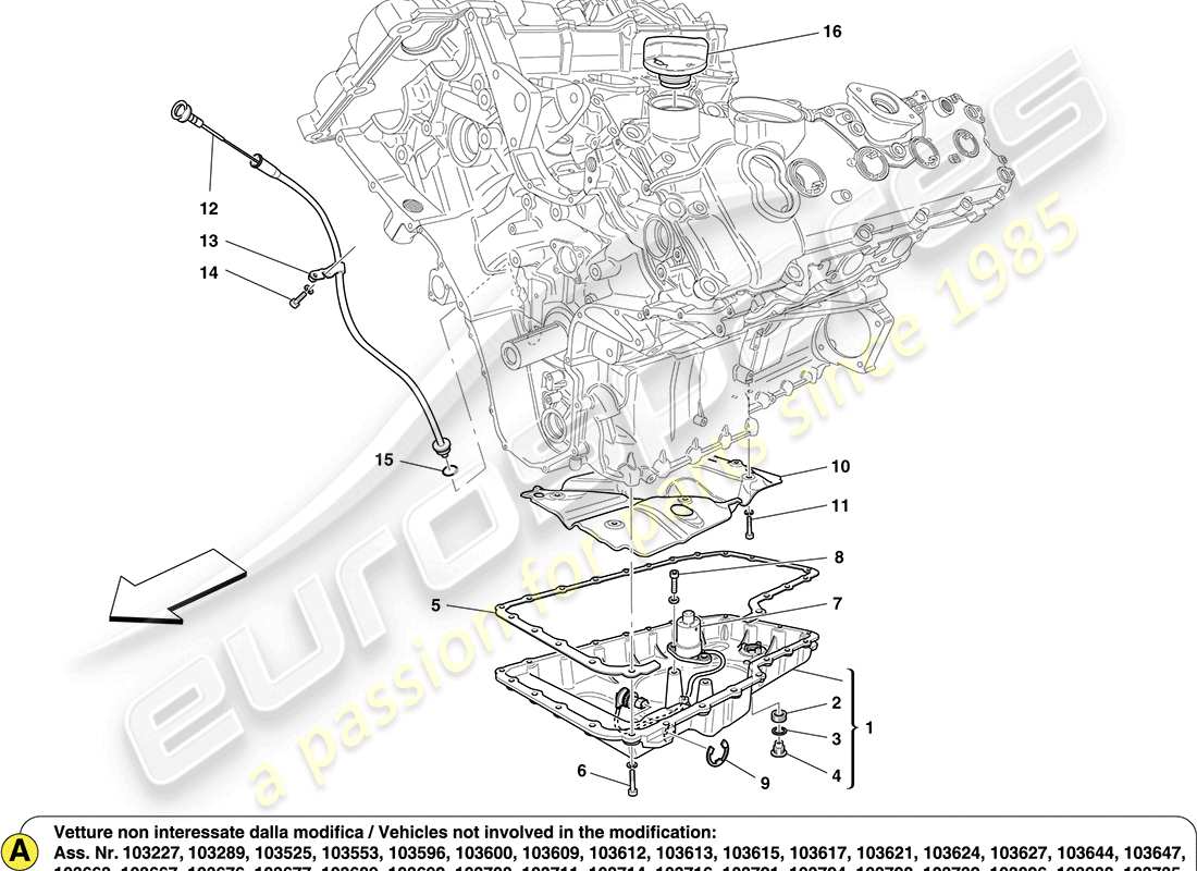 ferrari california (europe) lubrication: circuit and pickup part diagram