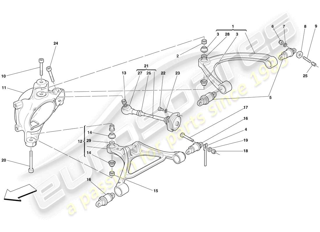 ferrari f430 spider (usa) rear suspension - arms part diagram