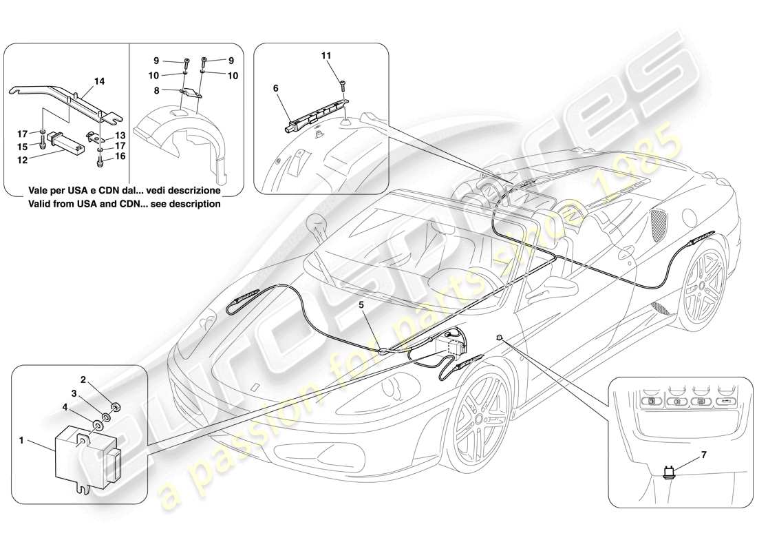 ferrari f430 spider (usa) tyre pressure monitoring system part diagram