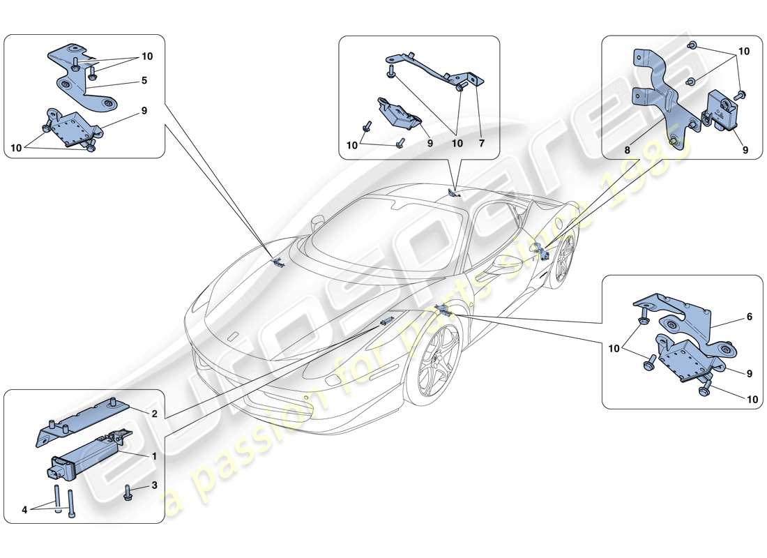 ferrari 458 italia (europe) tyre pressure monitoring system part diagram