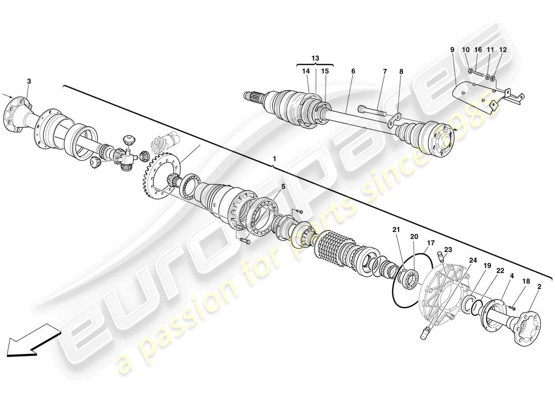 ferrari f430 spider (usa) differential and axle shaft part diagram