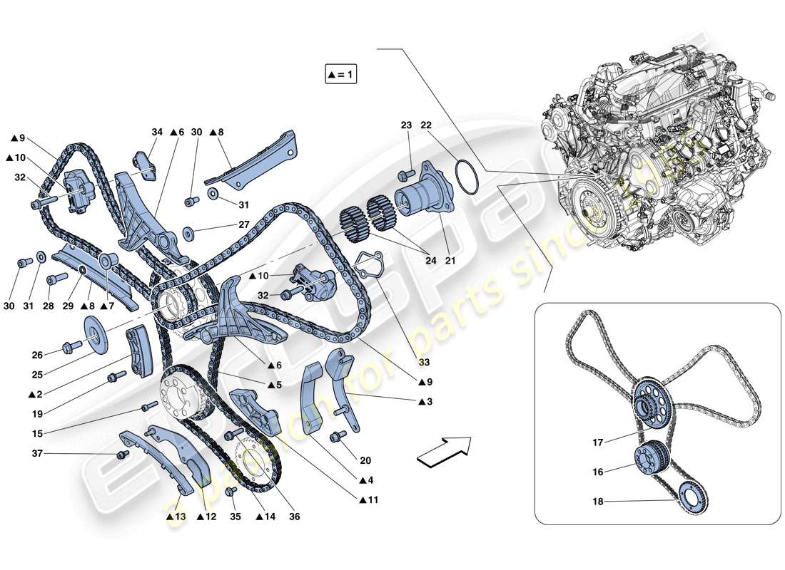 ferrari california t (usa) timing system - drive part diagram