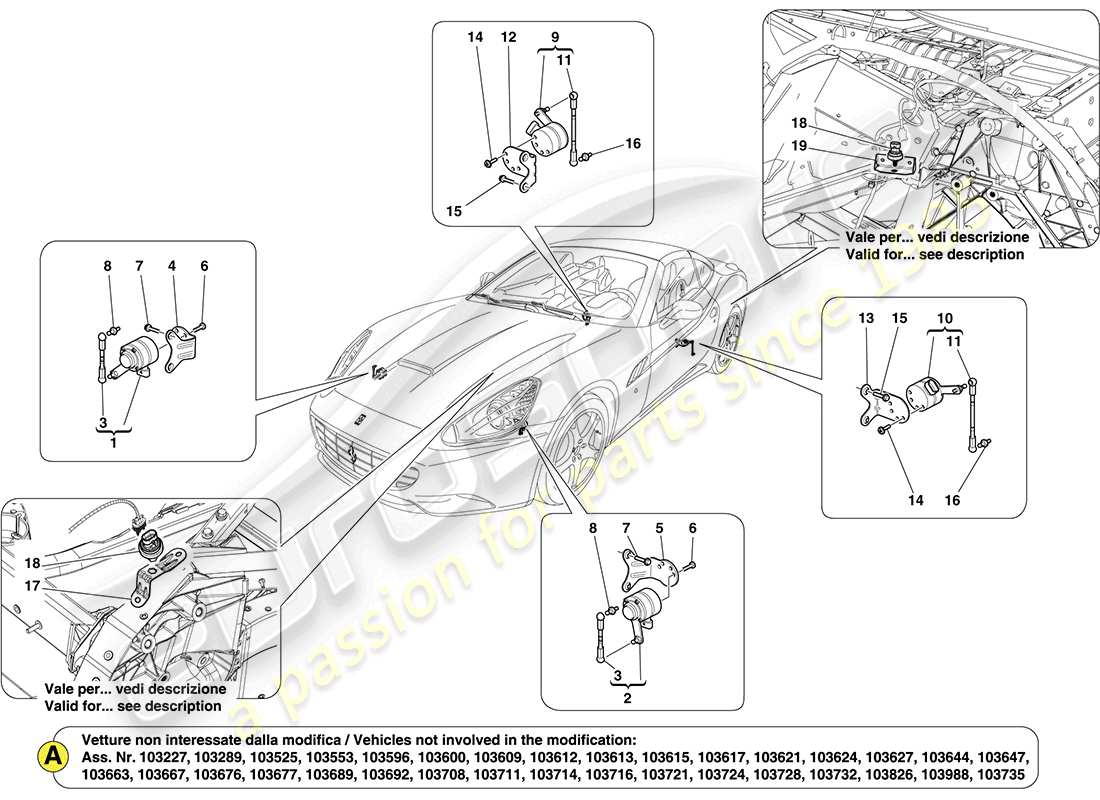 ferrari california (europe) electronic management (suspension) part diagram