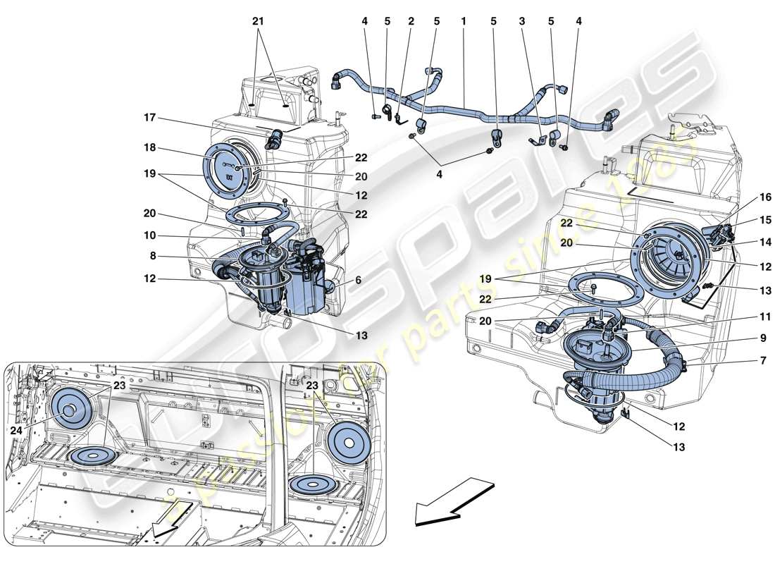 ferrari 488 gtb (rhd) fuel system pumps and pipes part diagram