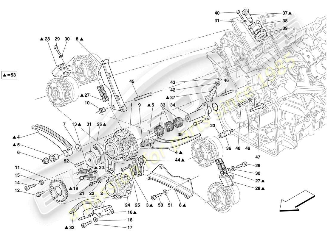 ferrari 599 gtb fiorano (europe) timing system - drive parts diagram