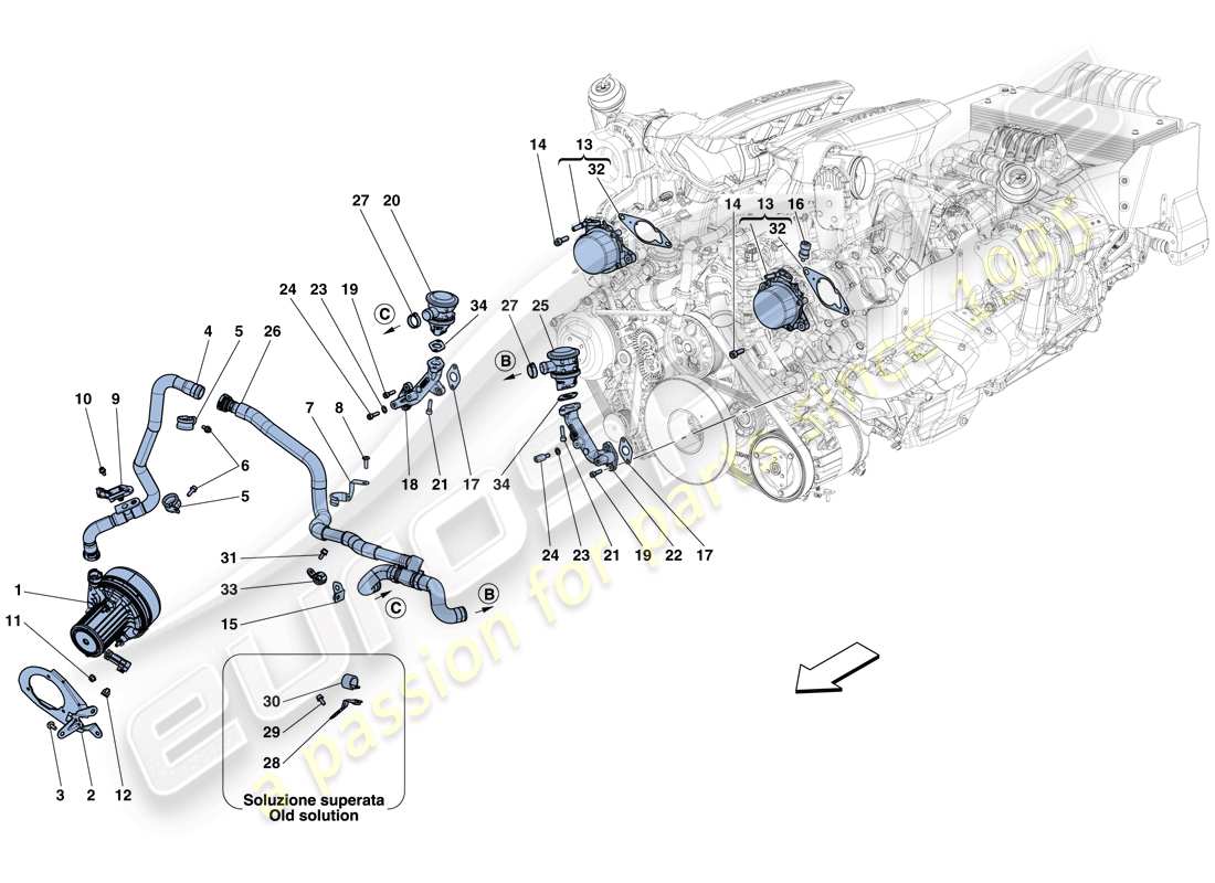 ferrari 488 gtb (rhd) secondary air system part diagram