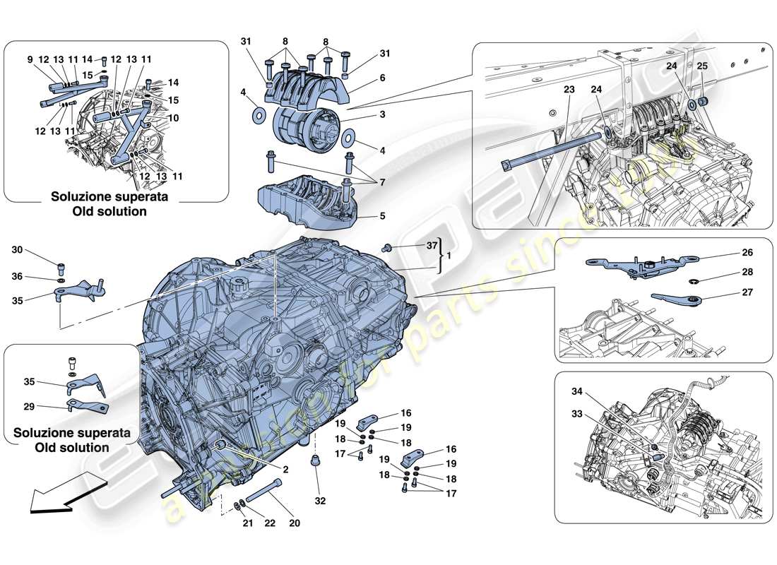 ferrari 458 italia (rhd) gearbox housing part diagram