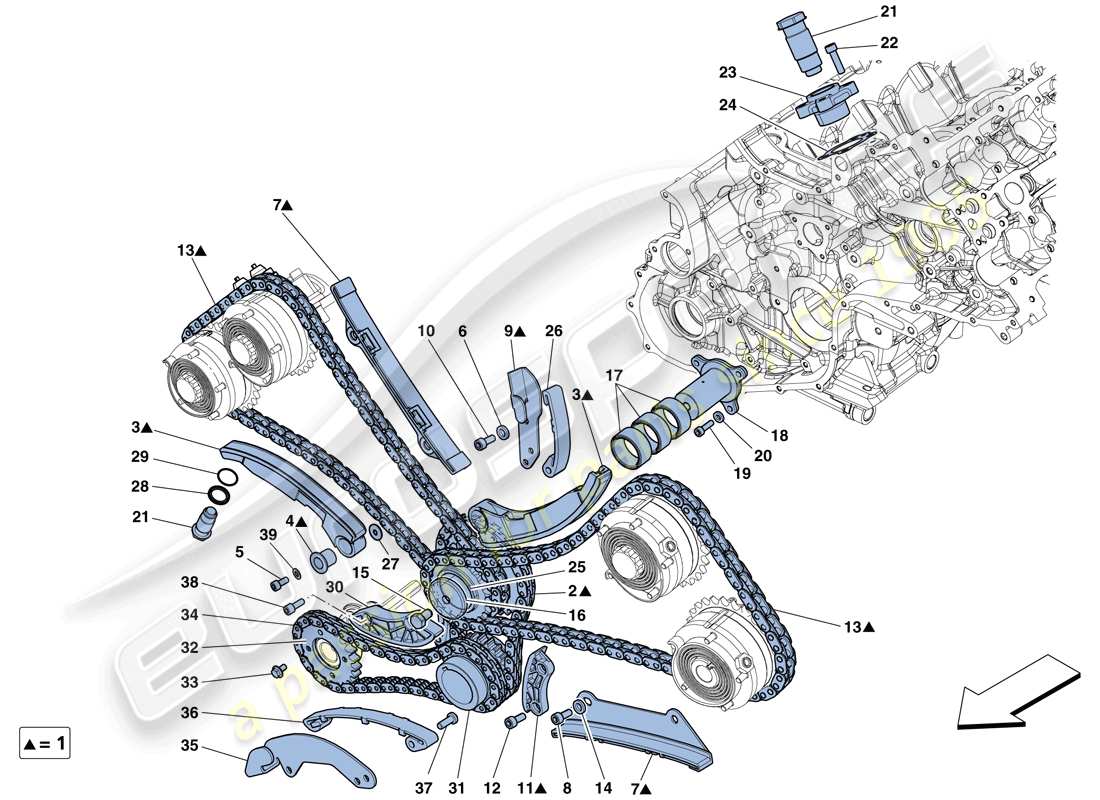 ferrari 458 spider (europe) timing system - drive parts diagram