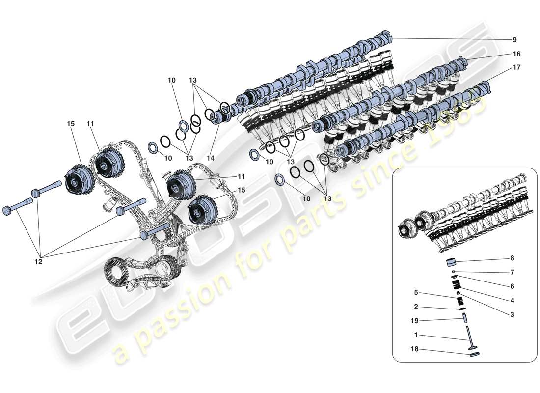 ferrari laferrari aperta (europe) timing system - tappets and shafts part diagram