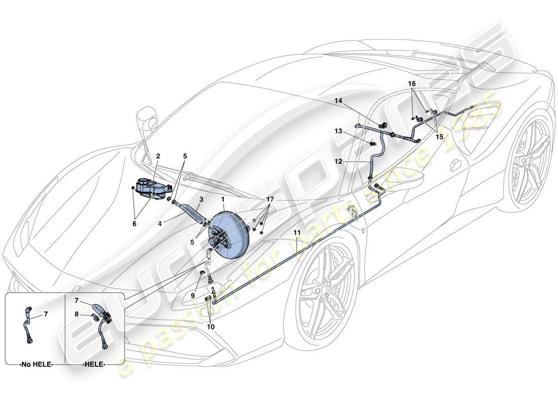 ferrari 488 gtb (rhd) servo brake system part diagram