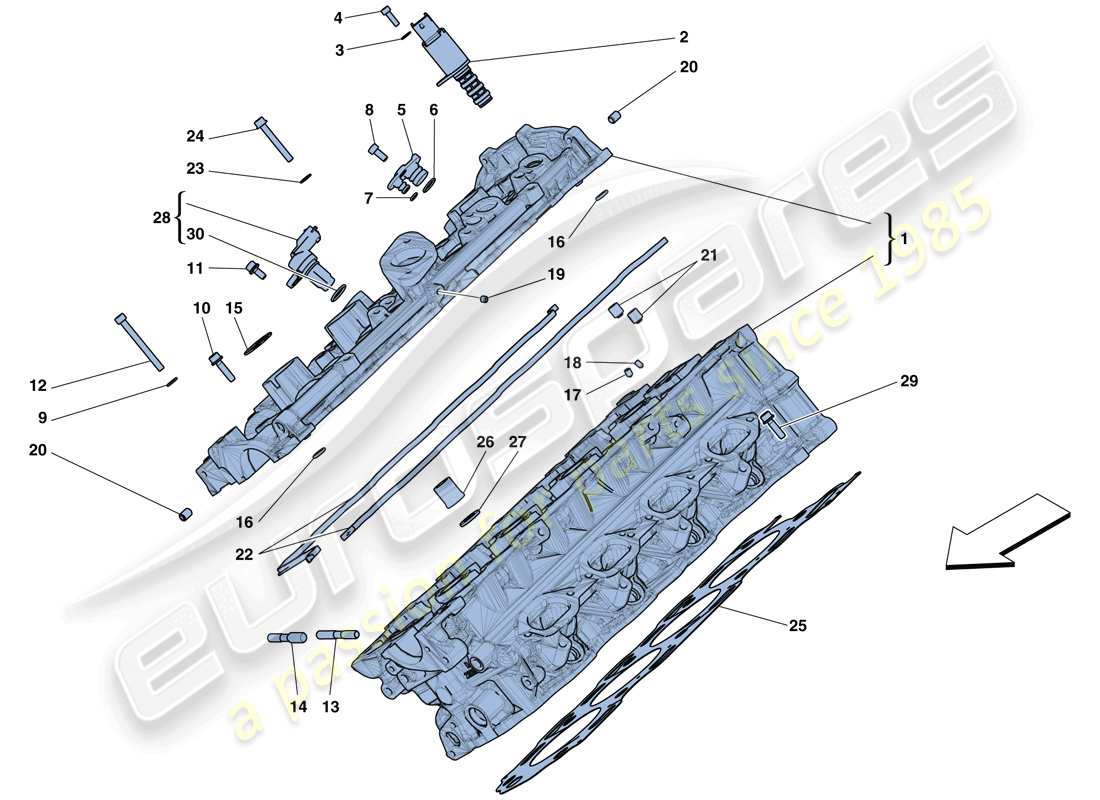 ferrari 488 gtb (rhd) right hand cylinder head part diagram