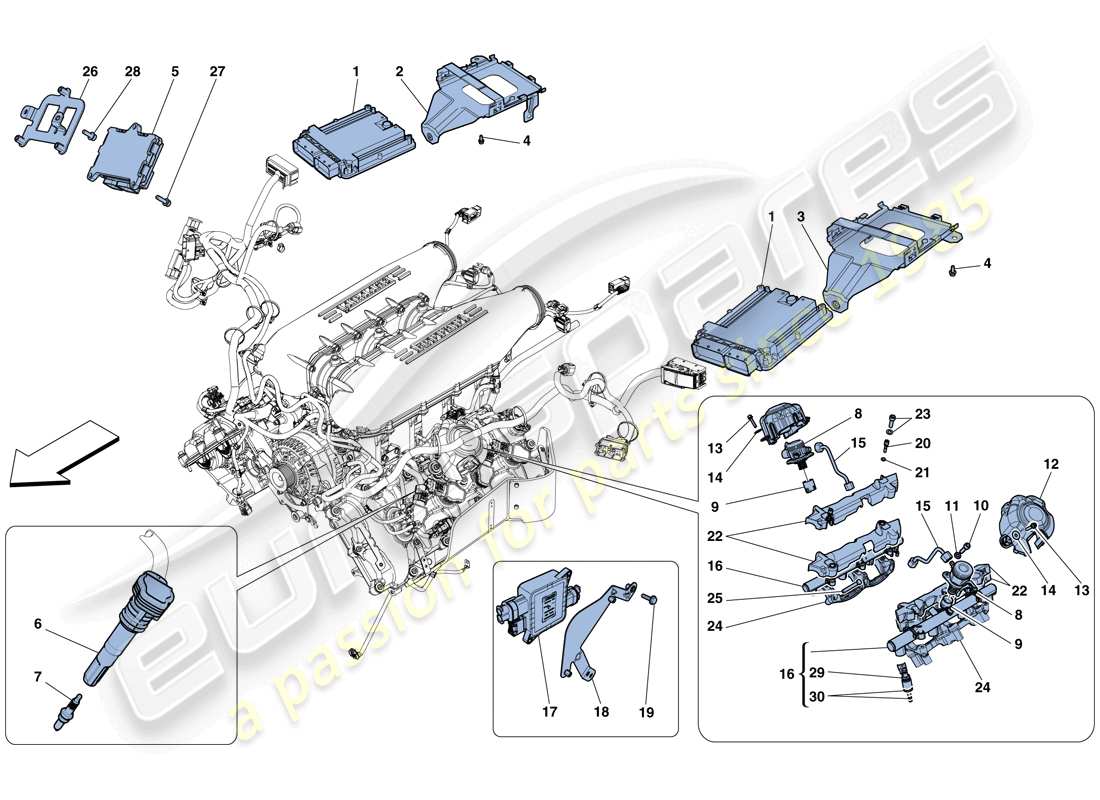 ferrari 458 speciale aperta (rhd) injection - ignition system part diagram