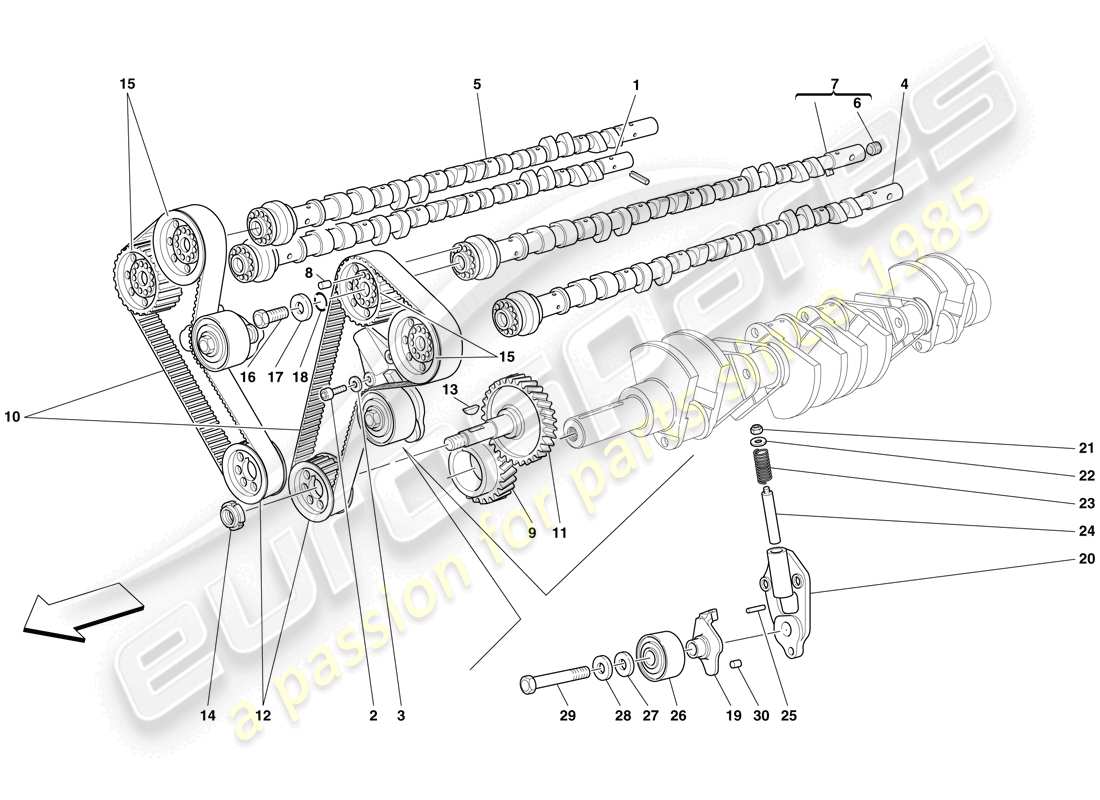 ferrari 612 sessanta (usa) timing system - drive part diagram