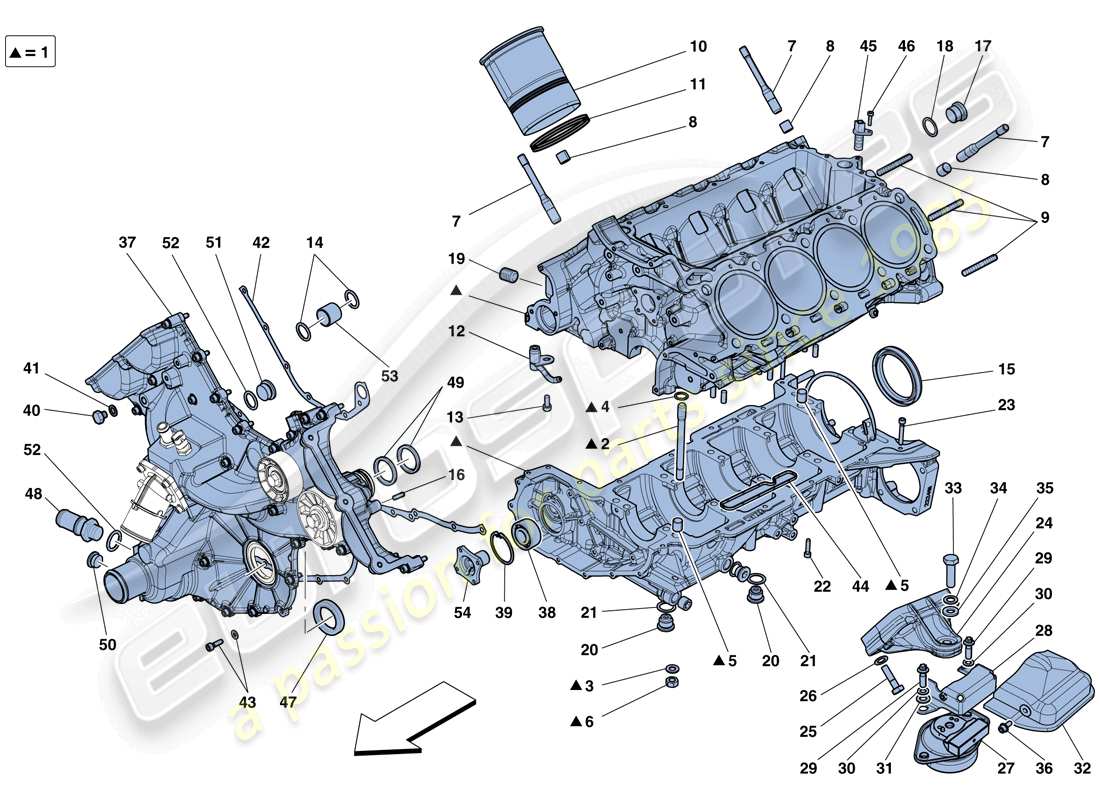 ferrari 458 speciale aperta (rhd) crankcase part diagram