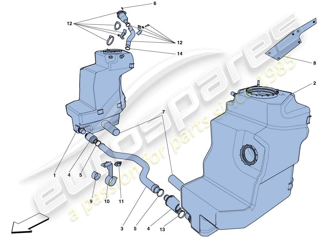 ferrari 458 speciale aperta (rhd) fuel tanks and filler neck part diagram