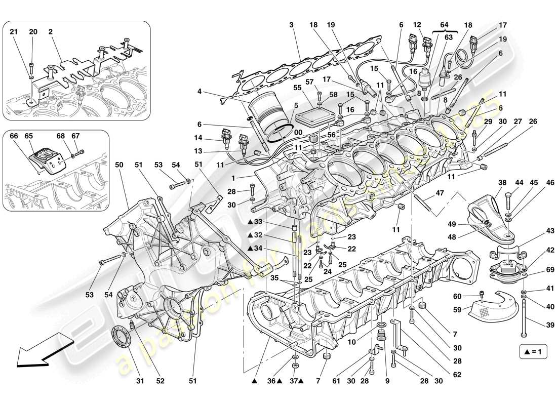 ferrari 599 gtb fiorano (europe) crankcase parts diagram