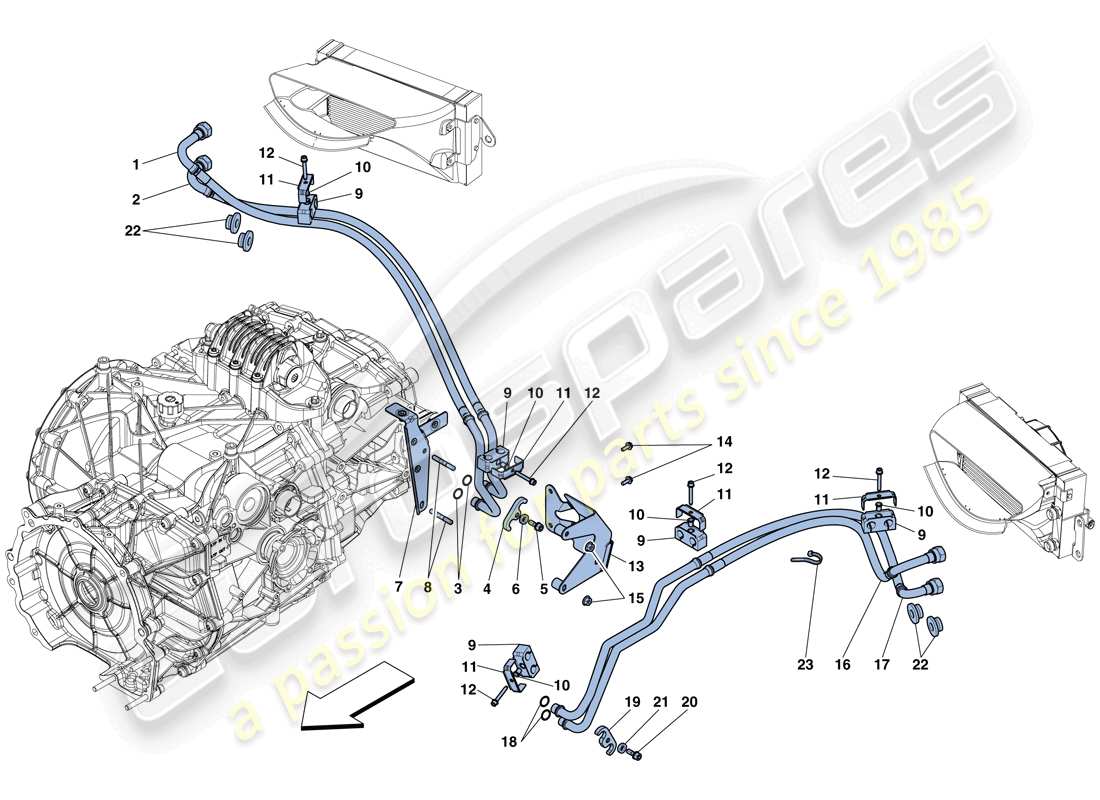 ferrari 458 italia (rhd) gearbox oil lubrication and cooling system part diagram