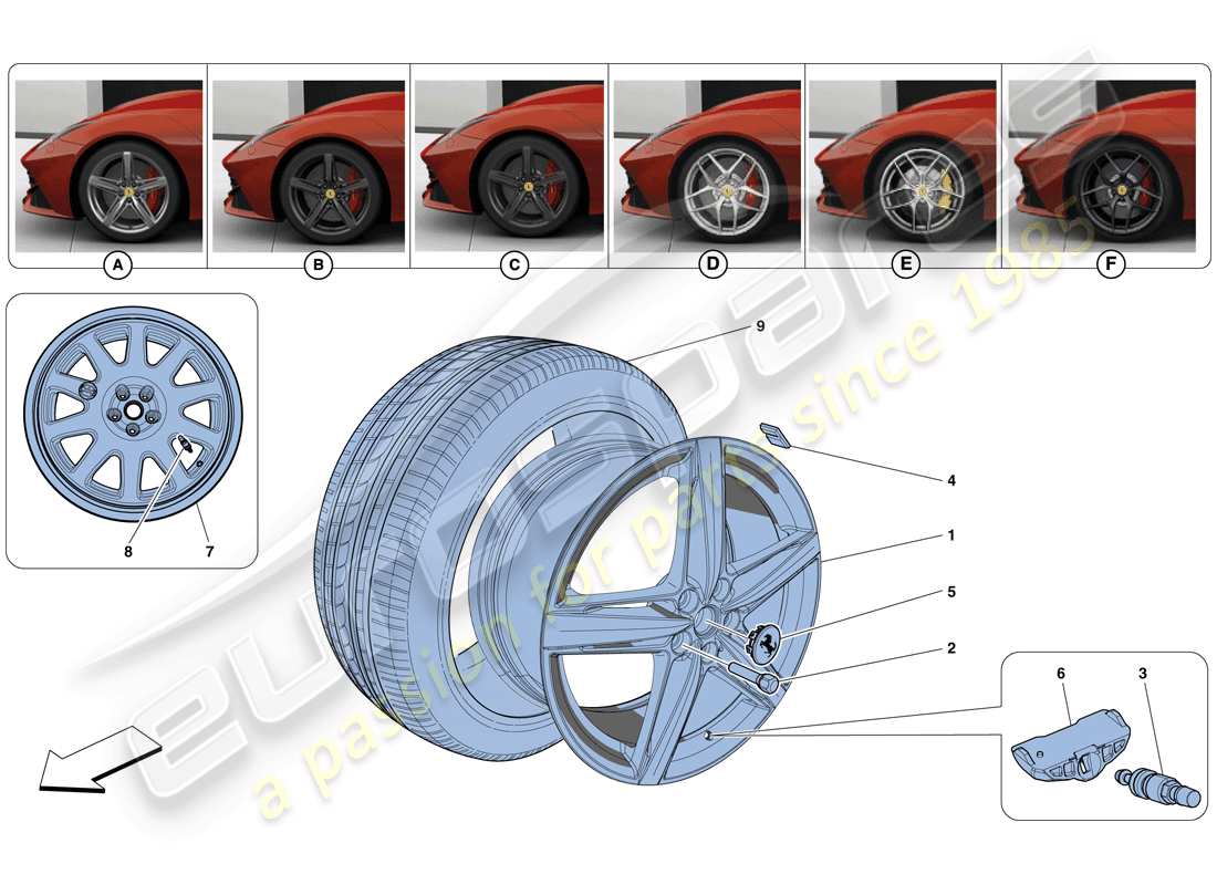 ferrari f12 berlinetta (rhd) wheels part diagram