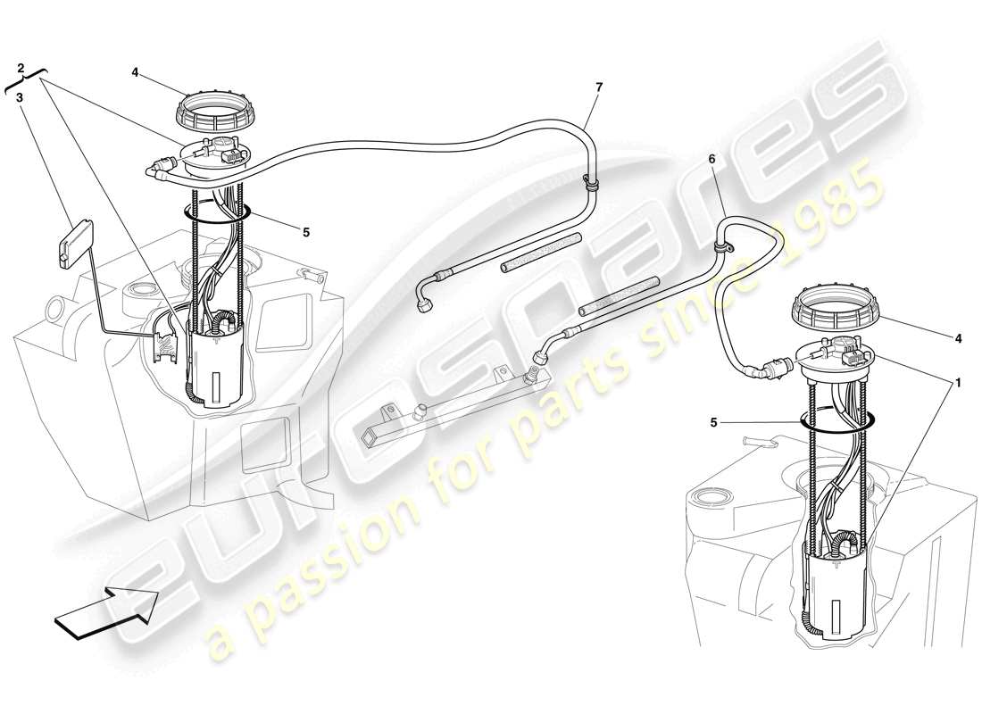 ferrari f430 spider (rhd) fuel system pumps and pipes part diagram