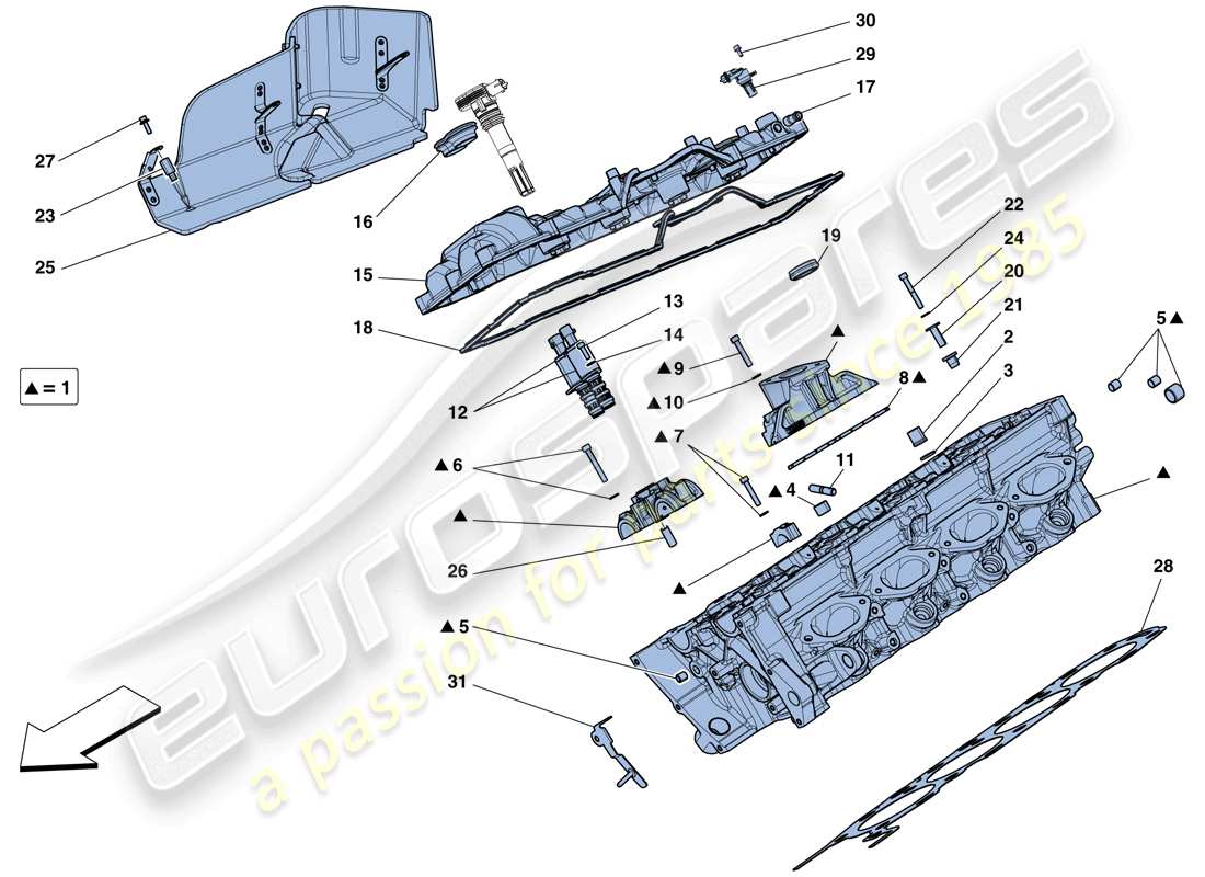 ferrari 458 speciale aperta (usa) right hand cylinder head part diagram