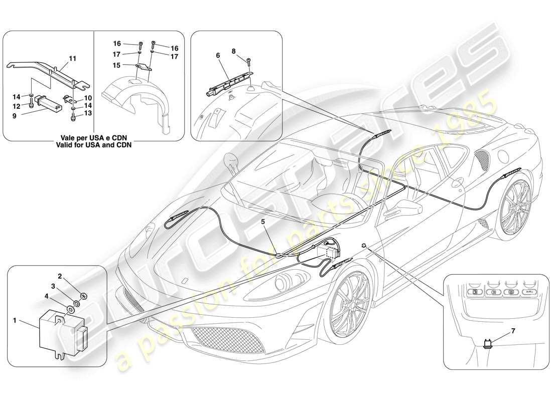 ferrari f430 scuderia (rhd) tyre pressure monitoring system part diagram