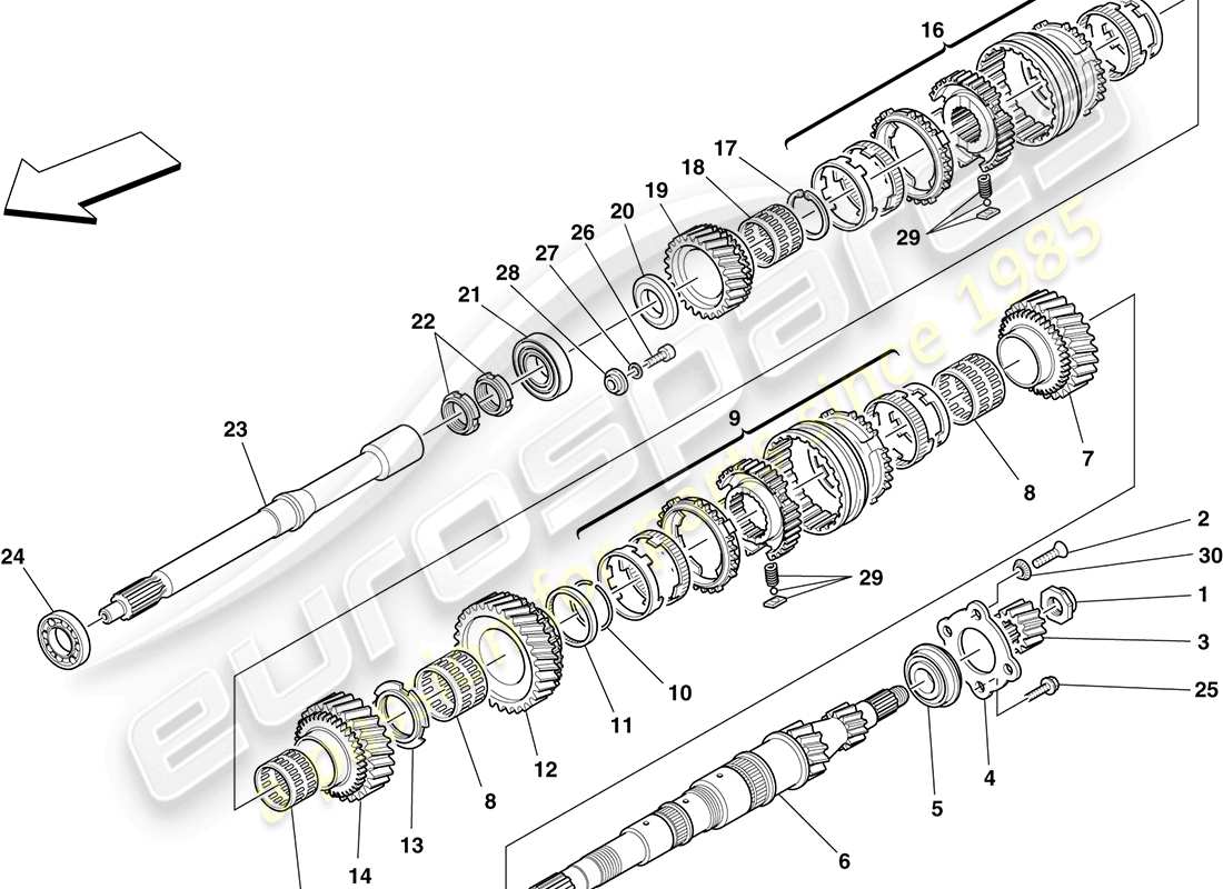 ferrari f430 coupe (europe) primary shaft gears part diagram