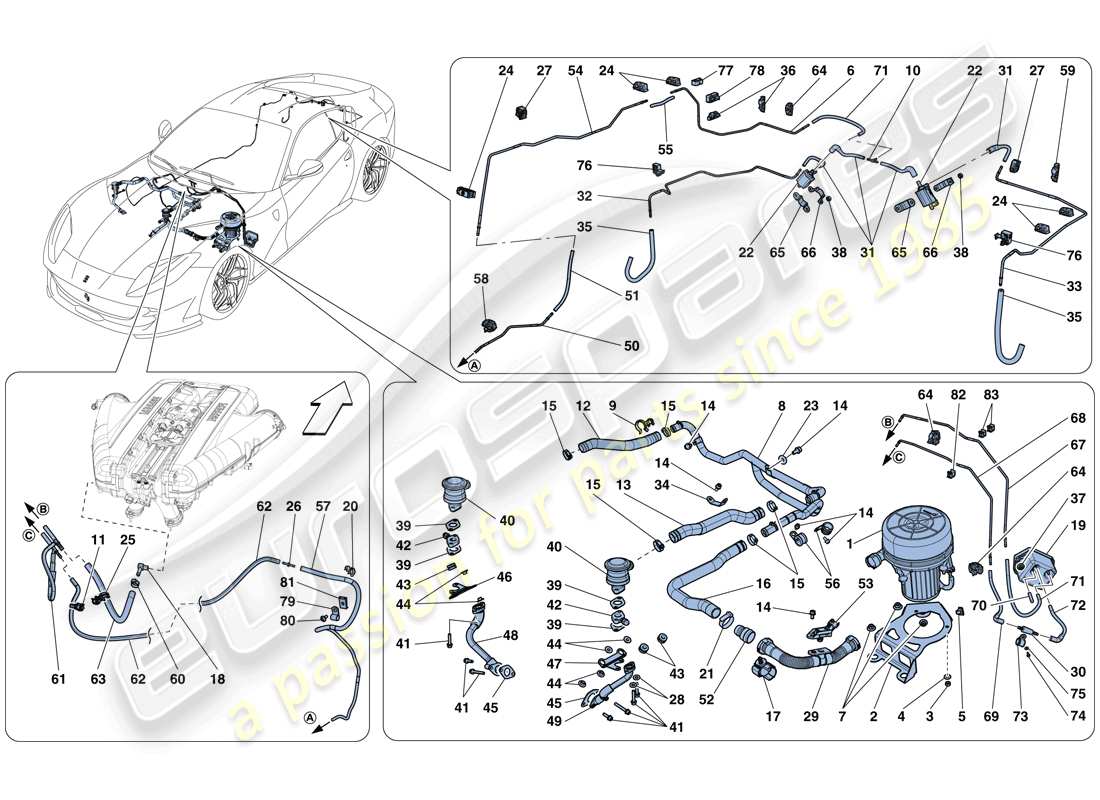 ferrari 812 superfast (rhd) secondary air system parts diagram