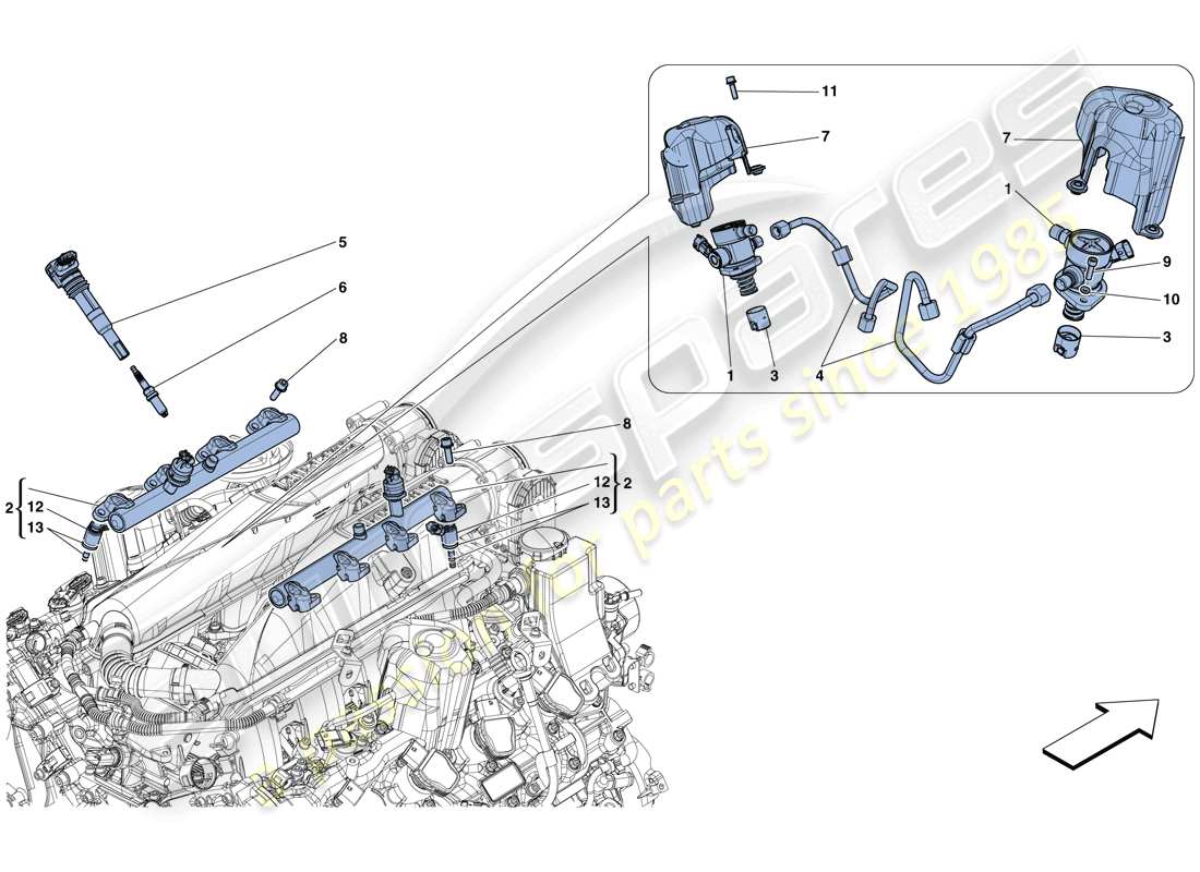 ferrari gtc4 lusso t (rhd) injection - ignition system part diagram