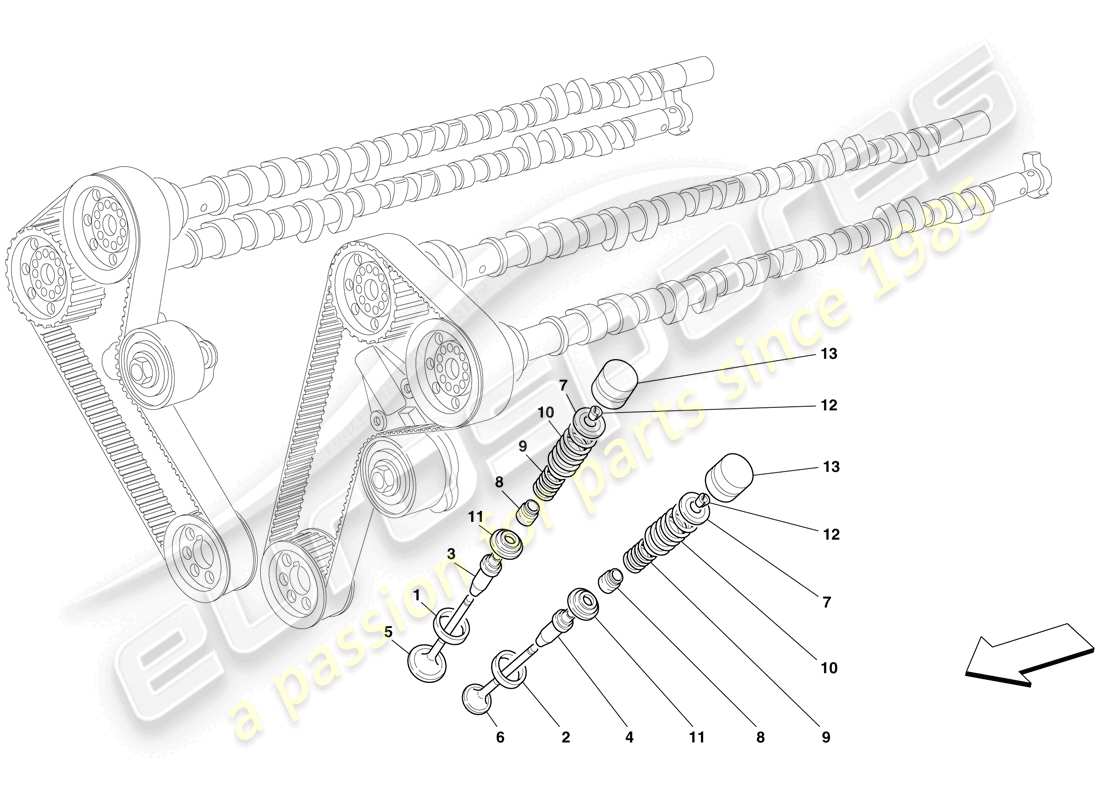 ferrari 612 sessanta (usa) timing - valves part diagram