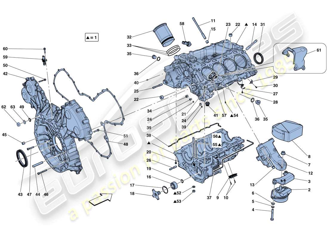 ferrari gtc4 lusso t (rhd) crankcase part diagram