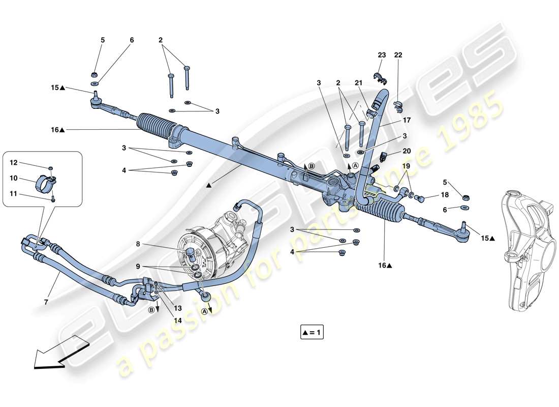 ferrari gtc4 lusso (europe) hydraulic power steering box part diagram