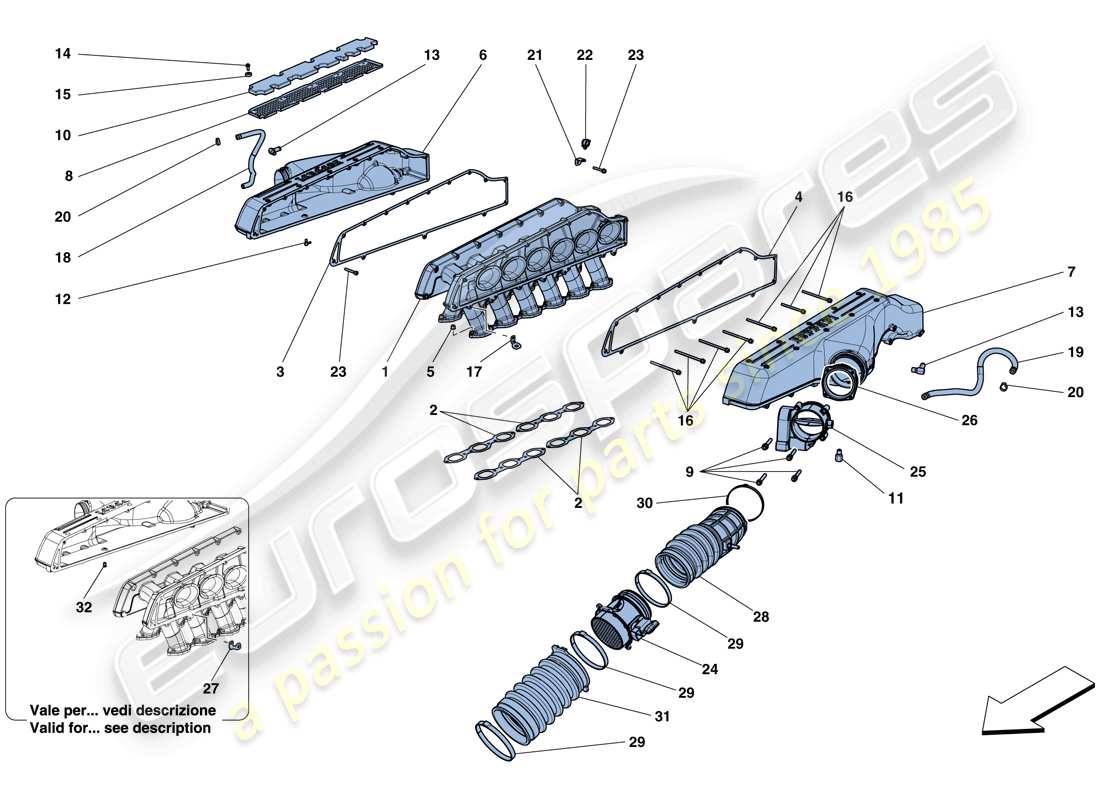 ferrari gtc4 lusso (europe) intake manifold part diagram