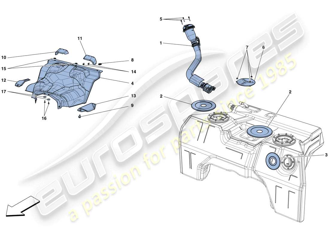 ferrari 812 superfast (usa) fuel tank and filler neck part diagram