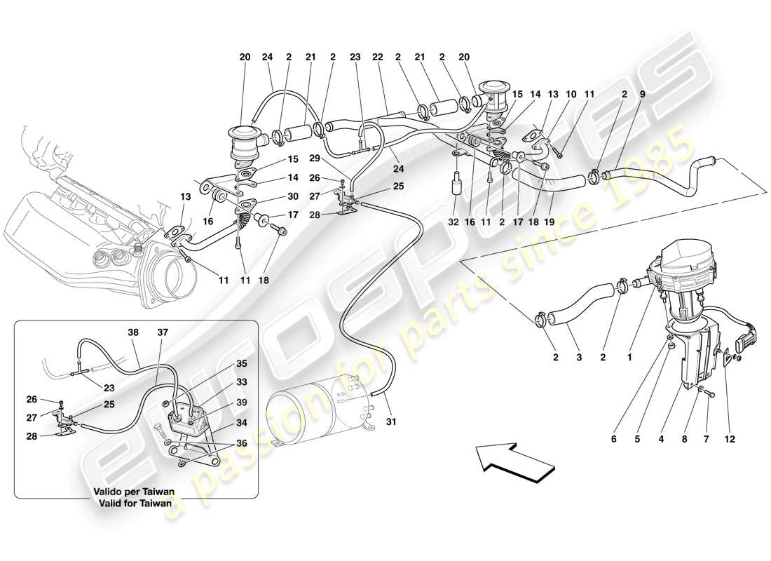 ferrari f430 scuderia (europe) secondary air system part diagram