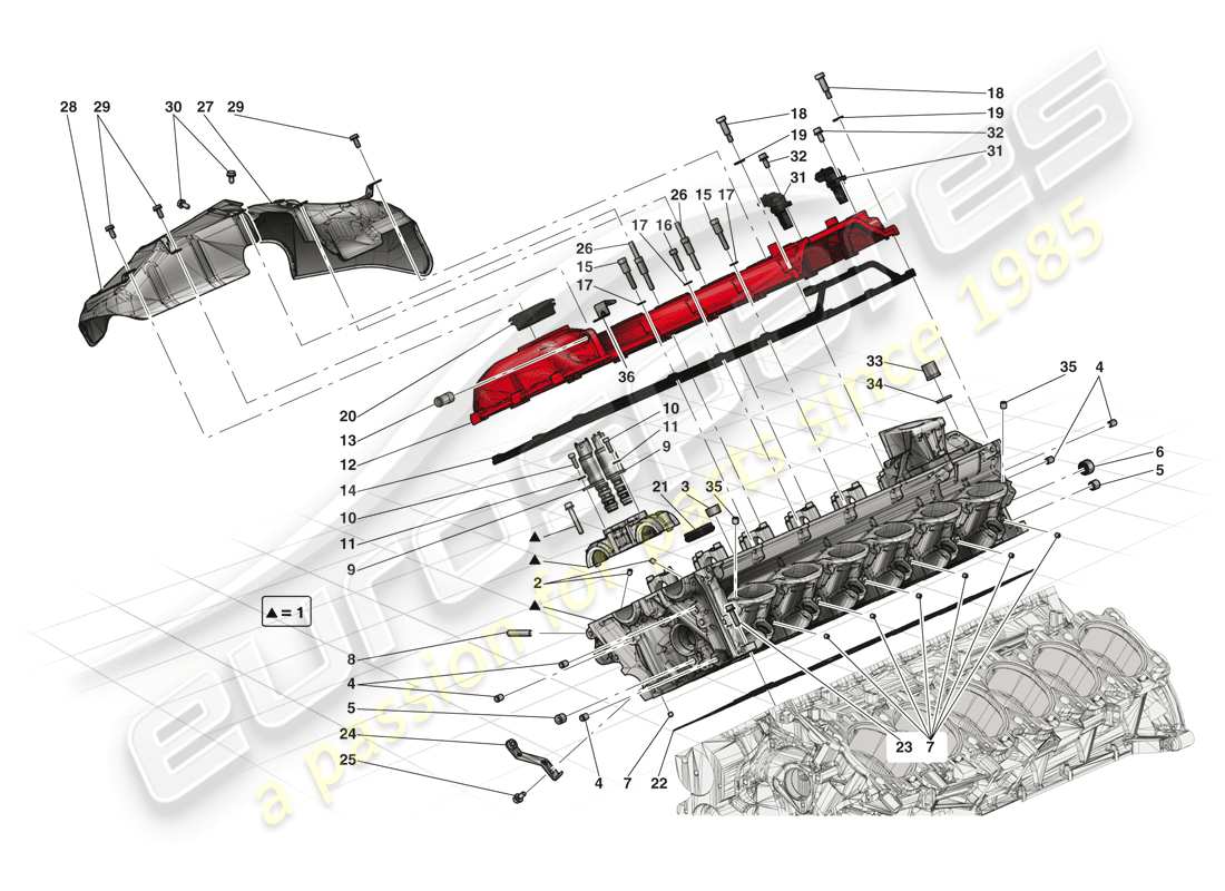 ferrari laferrari (europe) right hand cylinder head part diagram