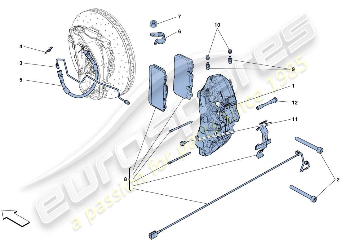 ferrari gtc4 lusso (europe) front brake callipers part diagram