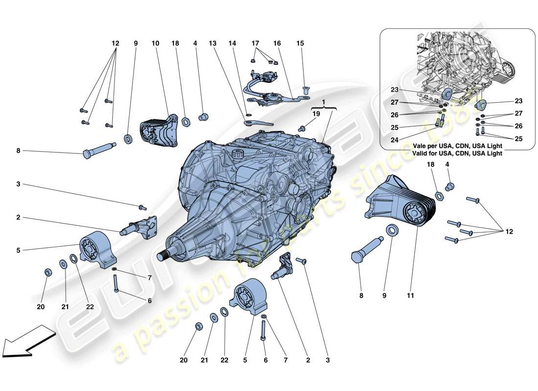 ferrari gtc4 lusso t (rhd) gearbox housing part diagram